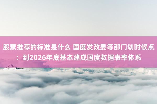 股票推荐的标准是什么 国度发改委等部门划时候点：到2026年底基本建成国度数据表率体系