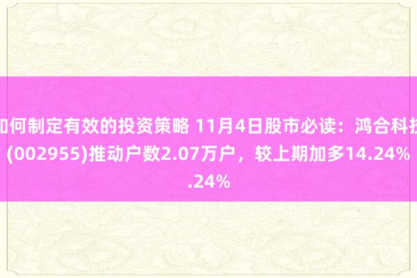 如何制定有效的投资策略 11月4日股市必读：鸿合科技(002955)推动户数2.07万户，较上期加多14.24%