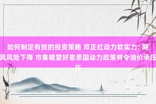 如何制定有效的投资策略 邓正红动力软实力: 飓风风险下降 市集瞻望好意思国动力政策将令油价承压