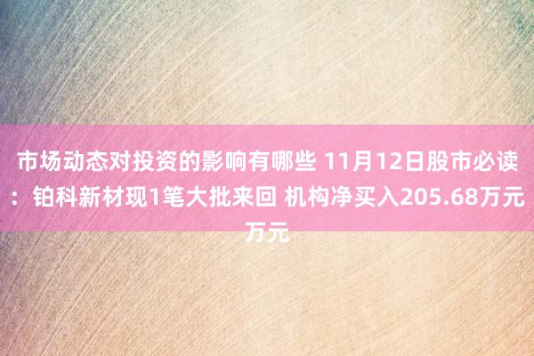 市场动态对投资的影响有哪些 11月12日股市必读：铂科新材现1笔大批来回 机构净买入205.68万元