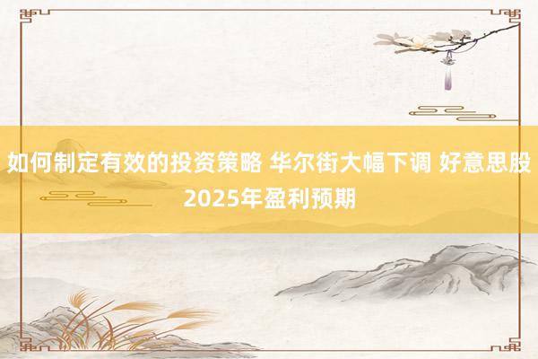 如何制定有效的投资策略 华尔街大幅下调 好意思股2025年盈利预期