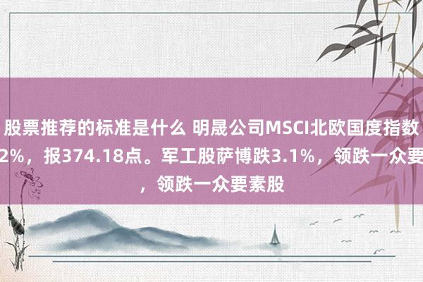 股票推荐的标准是什么 明晟公司MSCI北欧国度指数跌0.2%，报374.18点。军工股萨博跌3.1%，领跌一众要素股