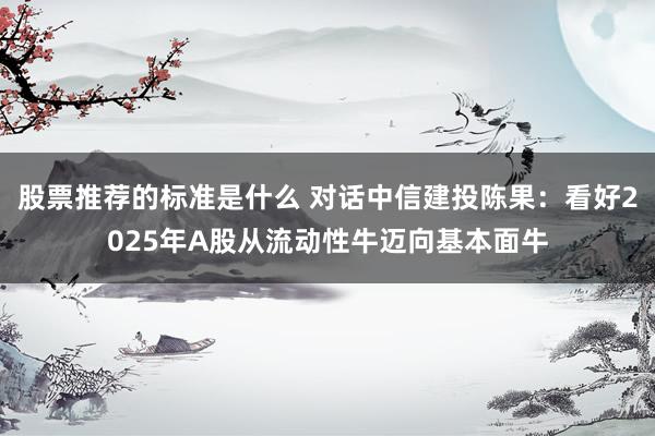 股票推荐的标准是什么 对话中信建投陈果：看好2025年A股从流动性牛迈向基本面牛