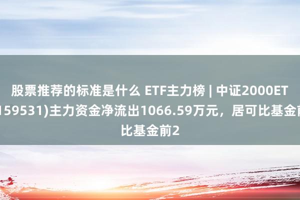 股票推荐的标准是什么 ETF主力榜 | 中证2000ETF(159531)主力资金净流出1066.59万元，居可比基金前2