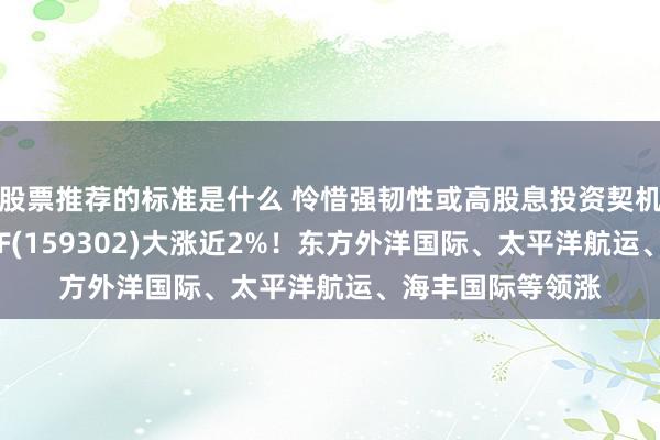 股票推荐的标准是什么 怜惜强韧性或高股息投资契机！港股高股息ETF(159302)大涨近2%！东方外洋国际、太平洋航运、海丰国际等领涨