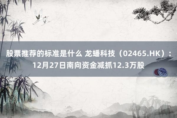 股票推荐的标准是什么 龙蟠科技（02465.HK）：12月27日南向资金减抓12.3万股