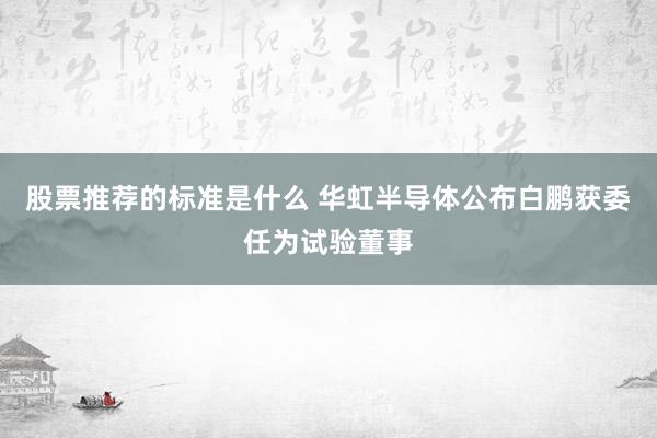 股票推荐的标准是什么 华虹半导体公布白鹏获委任为试验董事