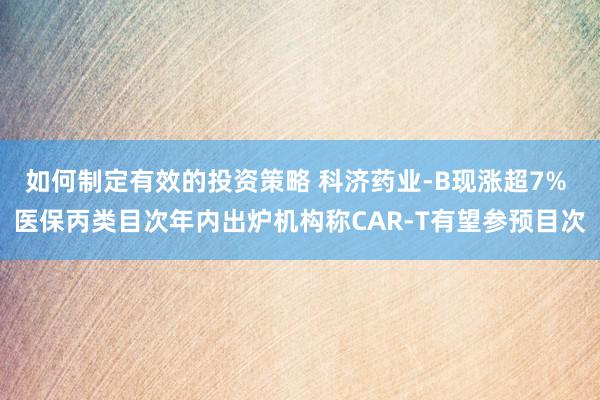 如何制定有效的投资策略 科济药业-B现涨超7% 医保丙类目次年内出炉机构称CAR-T有望参预目次