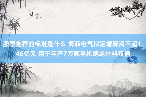 股票推荐的标准是什么 博菲电气拟定增募资不超1.46亿元 用于年产7万吨电机绝缘材料技俩