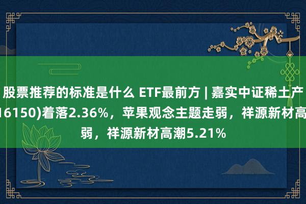 股票推荐的标准是什么 ETF最前方 | 嘉实中证稀土产业ETF(516150)着落2.36%，苹果观念主题走弱，祥源新材高潮5.21%