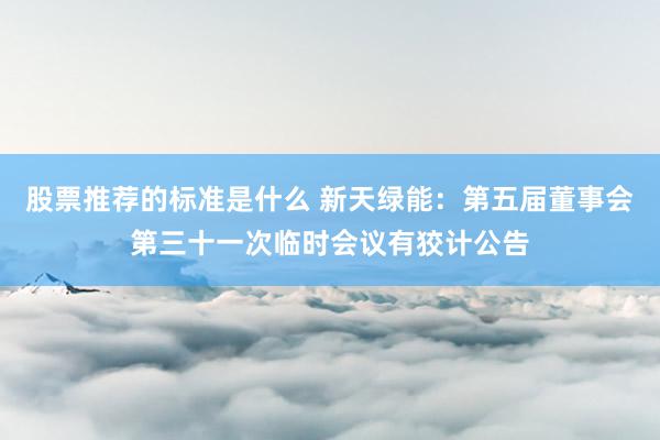 股票推荐的标准是什么 新天绿能：第五届董事会第三十一次临时会议有狡计公告