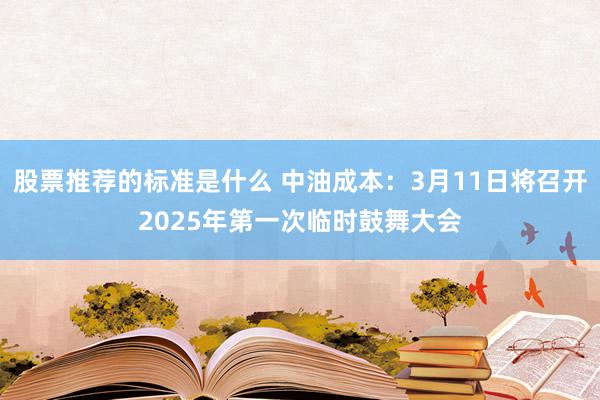 股票推荐的标准是什么 中油成本：3月11日将召开2025年第一次临时鼓舞大会