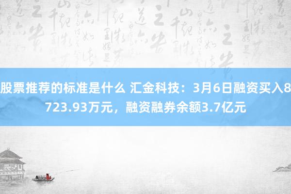 股票推荐的标准是什么 汇金科技：3月6日融资买入8723.93万元，融资融券余额3.7亿元