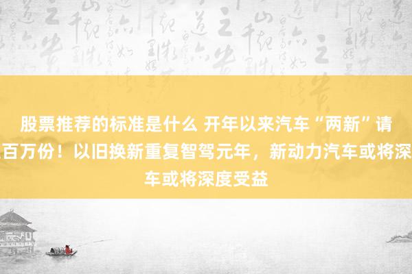 股票推荐的标准是什么 开年以来汽车“两新”请求已超百万份！以旧换新重复智驾元年，新动力汽车或将深度受益